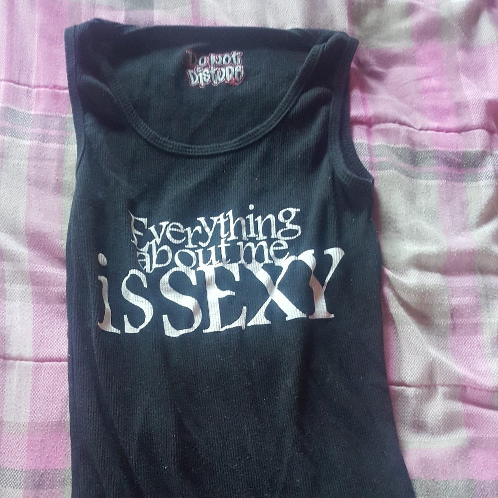 Casual Black Graphic Tank Top